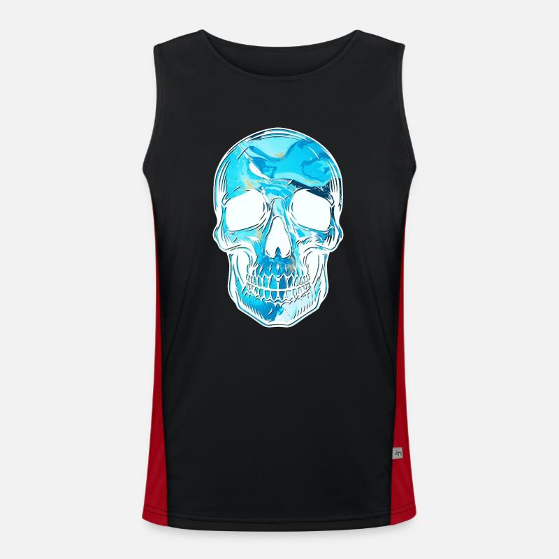 Skull blau hell Schädel Funktionelles Kontrast-Tank Top für Männer 