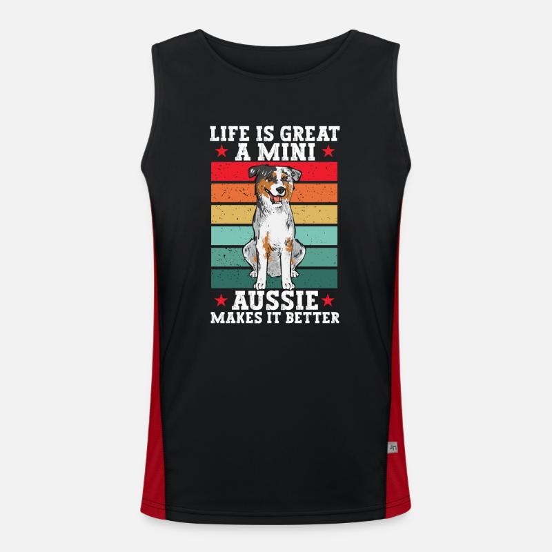Miniature Australian Shepherd - Men's Functional Contrast Tank Top  - black/red