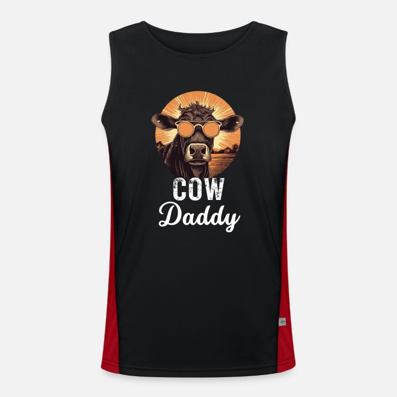 Kuh Papa Bauer Tier Vatertag Geschenk Retro Kuh Funktionelles Kontrast-Tank Top für Männer 