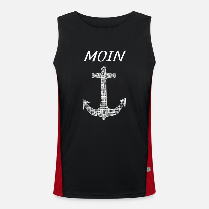 Moin, Hamburg, Anker, Wat mut dat mut, Moin moin Funktionelles Kontrast-Tank Top für Männer 