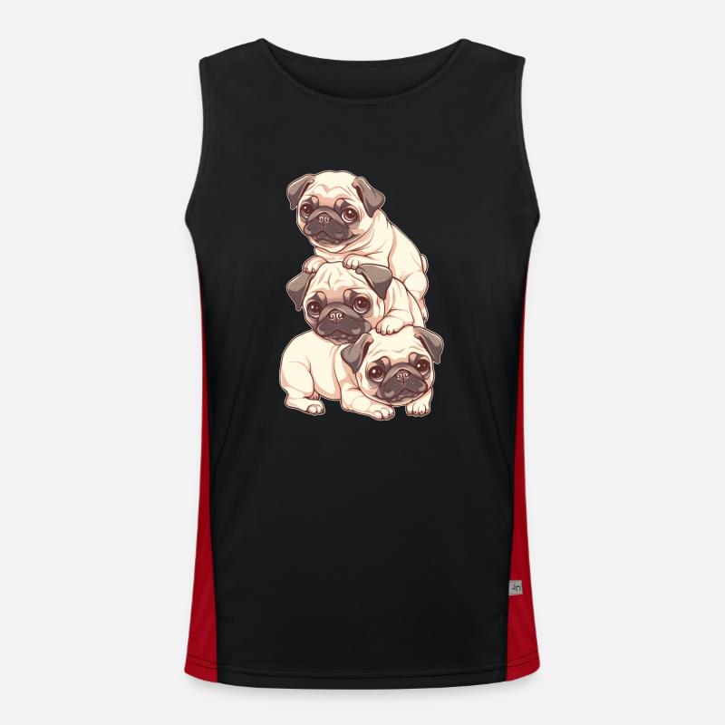 Pug Stack - Men's Functional Contrast Tank Top  - black/red