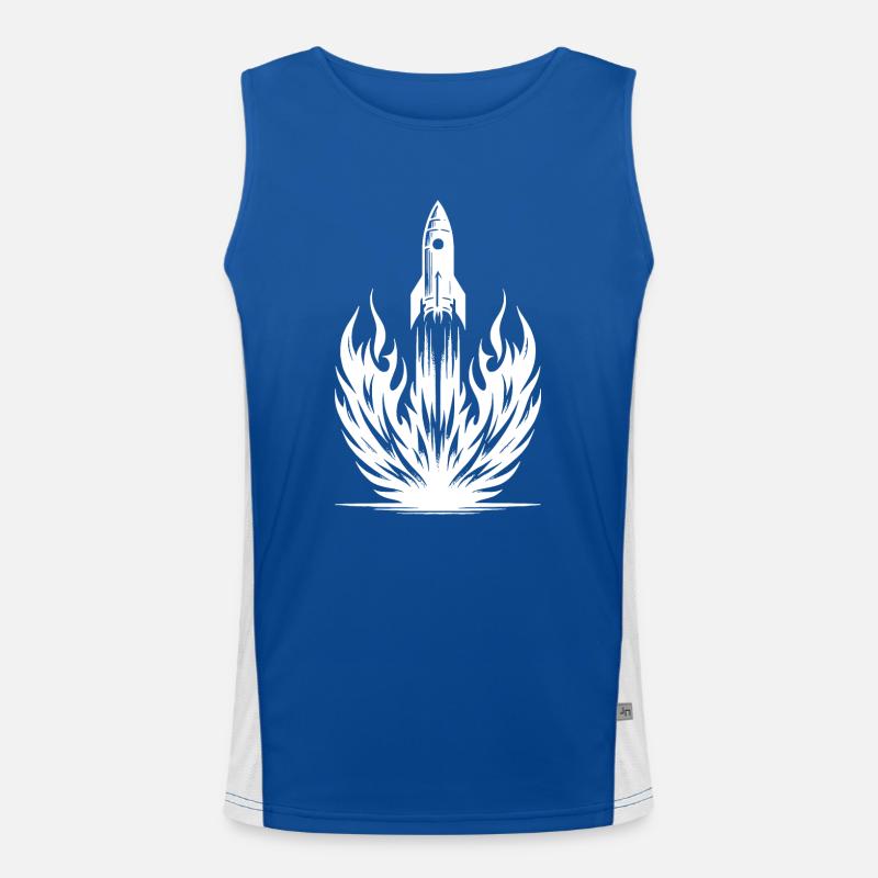 Launching rocket in flames Men's Functional Contrast Tank Top 