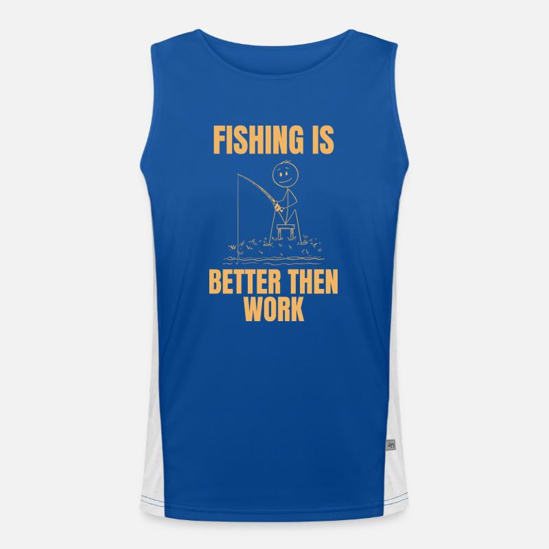 Fishing Beats Work - Stickman Angler Men's Functional Contrast Tank Top 