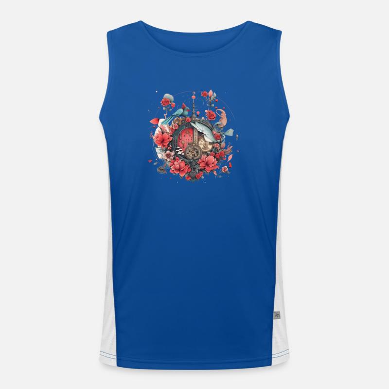 Fleurs, Design d’horloge Débardeur respirant contrasté Homme 