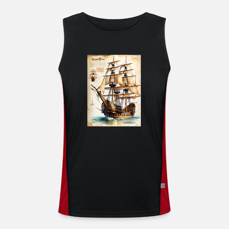 Piratenschiff #3 Funktionelles Kontrast-Tank Top für Männer 