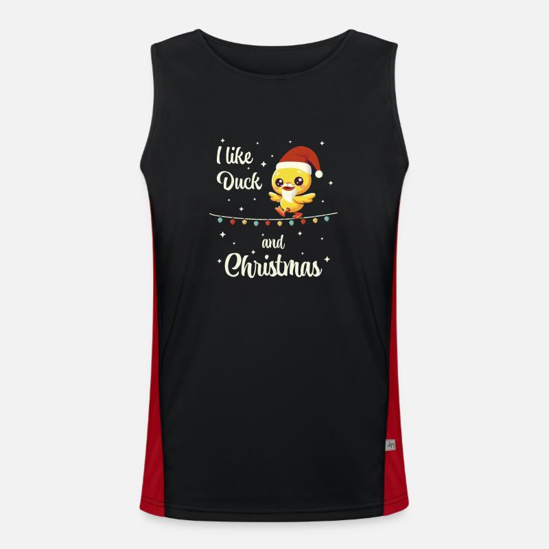 Weihnachts Ente auf einer Lichterkette Funktionelles Kontrast-Tank Top für Männer 