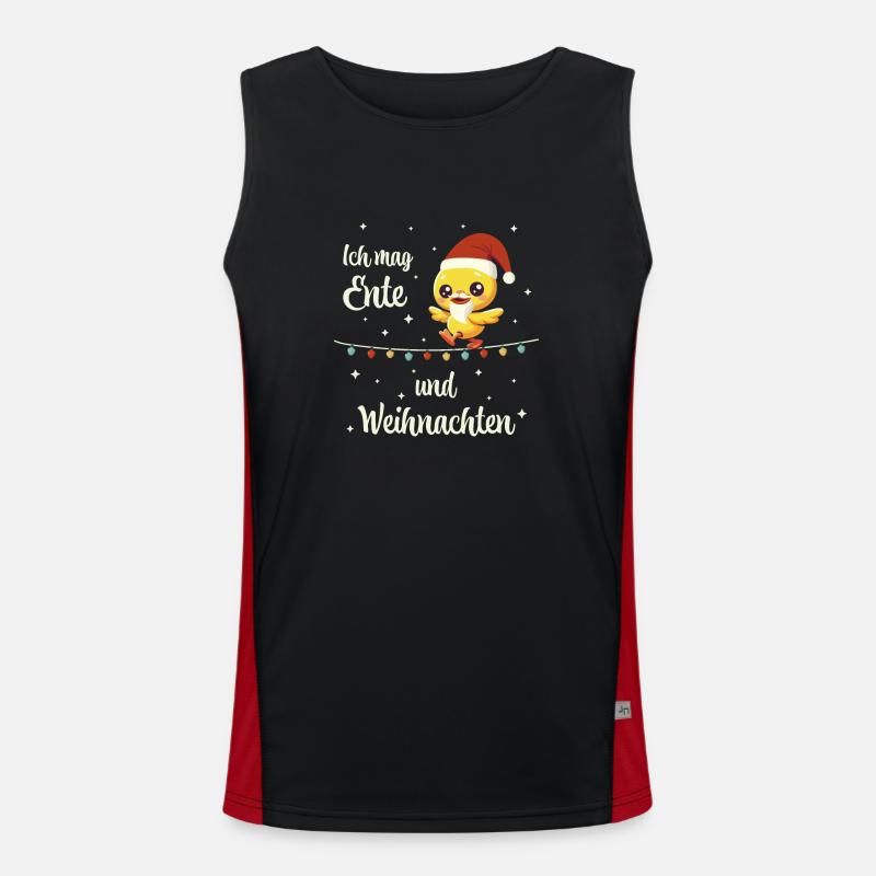 Weihnachts Ente auf einer Lichterkette Funktionelles Kontrast-Tank Top für Männer 