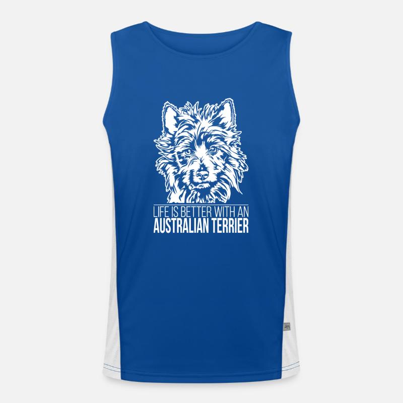 AUSTRALIAN TERRIER Life is better Hunde Wilsigns Funktionelles Kontrast-Tank Top für Männer 