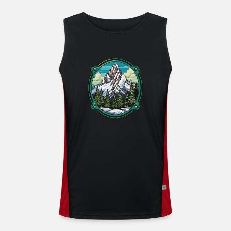 Mountains Winter Nature - Men's Functional Contrast Tank Top - black/red