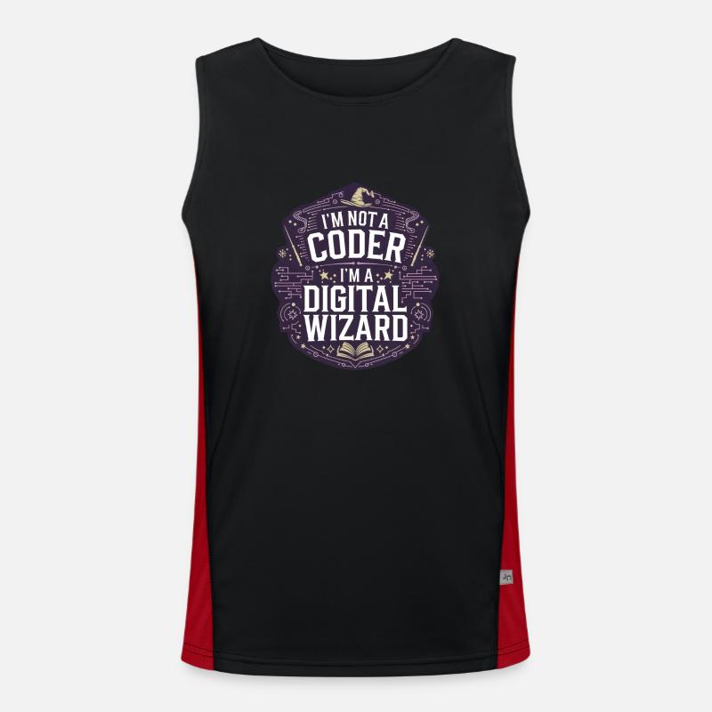 I'm Not a Coder I'm a Digital Wizard Programmierer Funktionelles Kontrast-Tank Top für Männer 