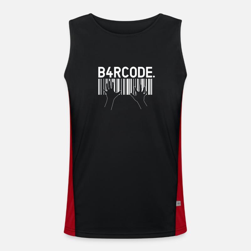 B4RCODE. Piano - Men's Functional Contrast Tank Top  - black/red