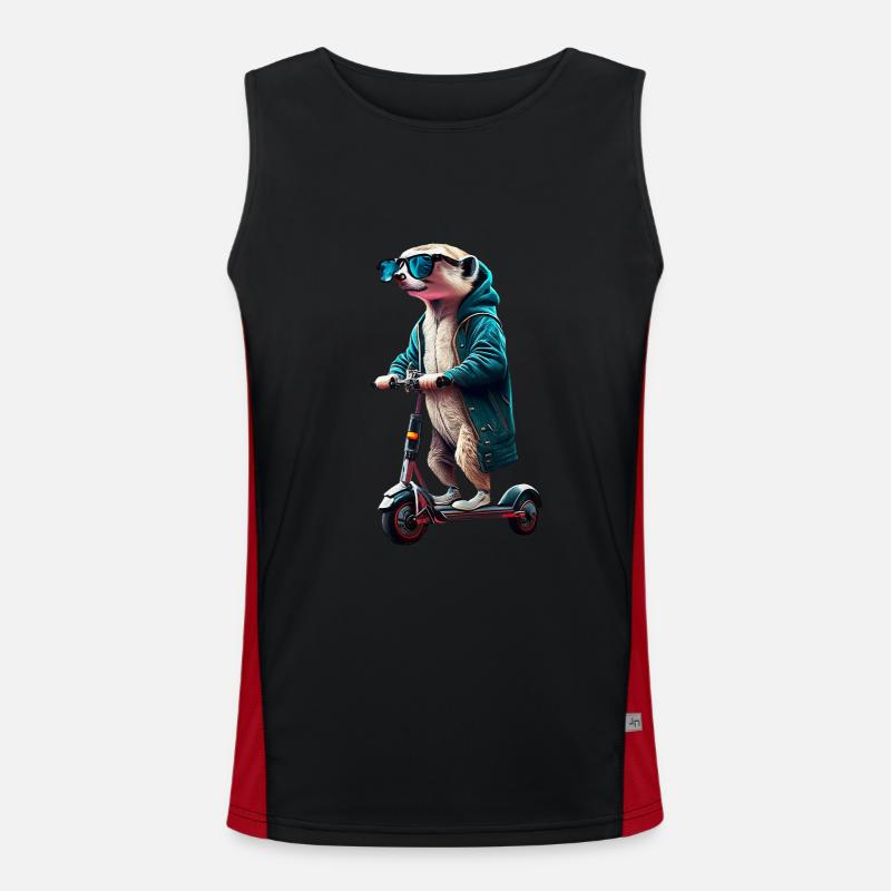 Escooting Erdmännchen Escooter Elektroroller Funktionelles Kontrast-Tank Top für Männer 