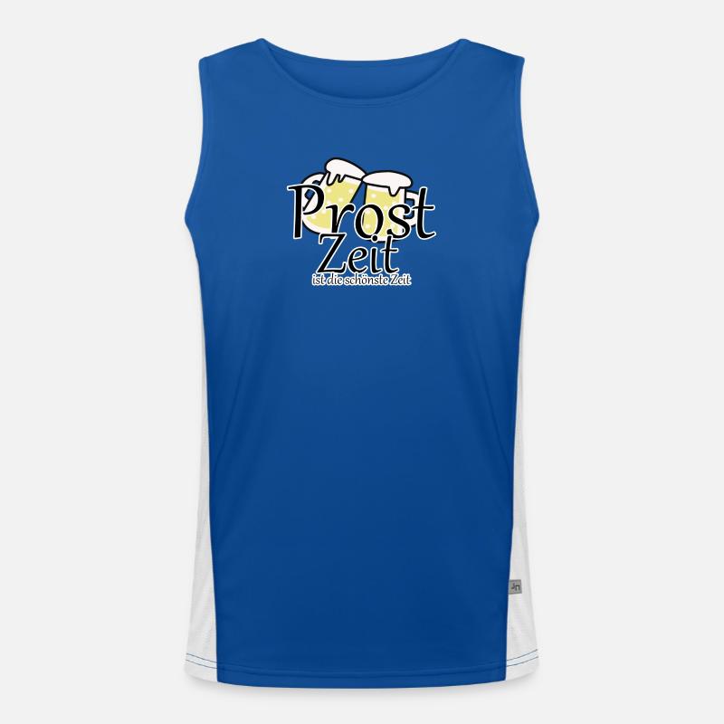 Prost Bier Biergarten Spruch Funktionelles Kontrast-Tank Top für Männer 