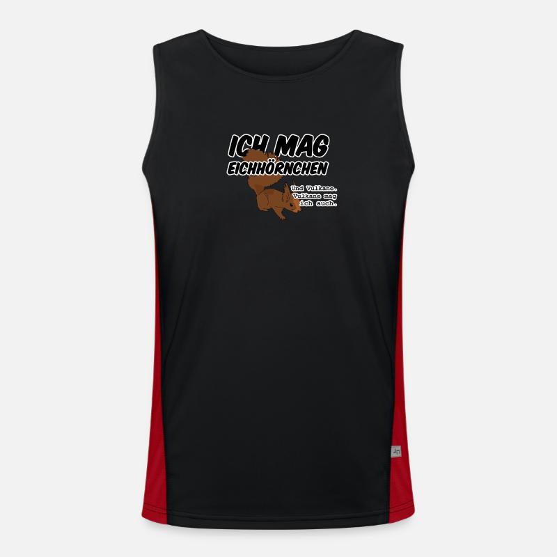 Eichhörnchen Vulkan Quiz Jäger lustig Spruch Funktionelles Kontrast-Tank Top für Männer 