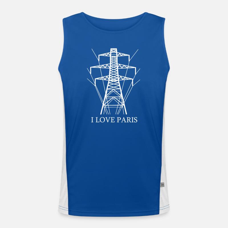Ironisch Ich liebe Paris Eiffelturm als Strommast Funktionelles Kontrast-Tank Top für Männer 