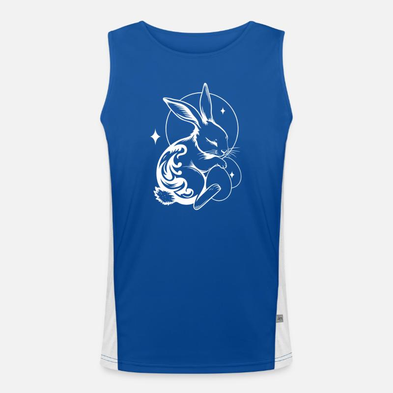 Schlafender Osterhase mit Tribal und Eiern Funktionelles Kontrast-Tank Top für Männer 
