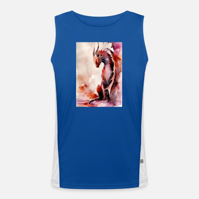 Roter Aquarell-Drache Funktionelles Kontrast-Tank Top für Männer 