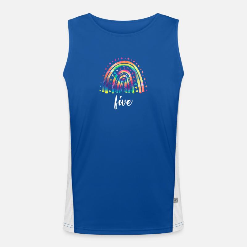 Tie Dye Rainbow Five Years 5th Birthday Men's Functional Contrast Tank Top 