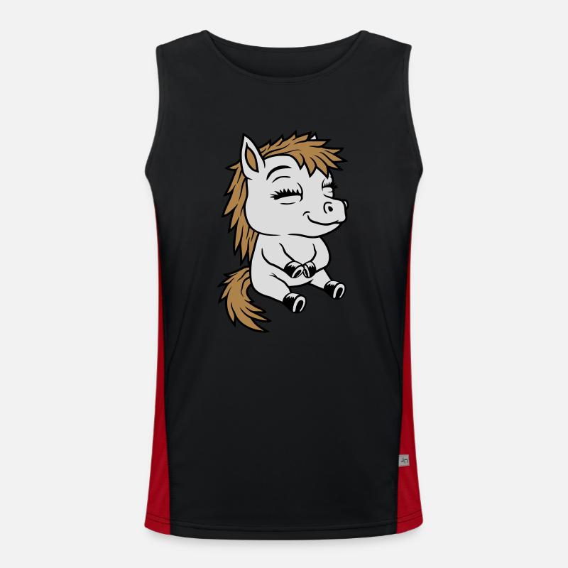 Kleines sitzendes Comic Pony Funktionelles Kontrast-Tank Top für Männer 