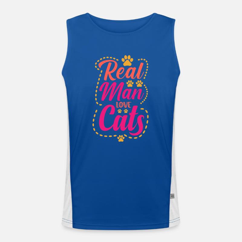 Echte Mann lieben Katzen Funktionelles Kontrast-Tank Top für Männer 
