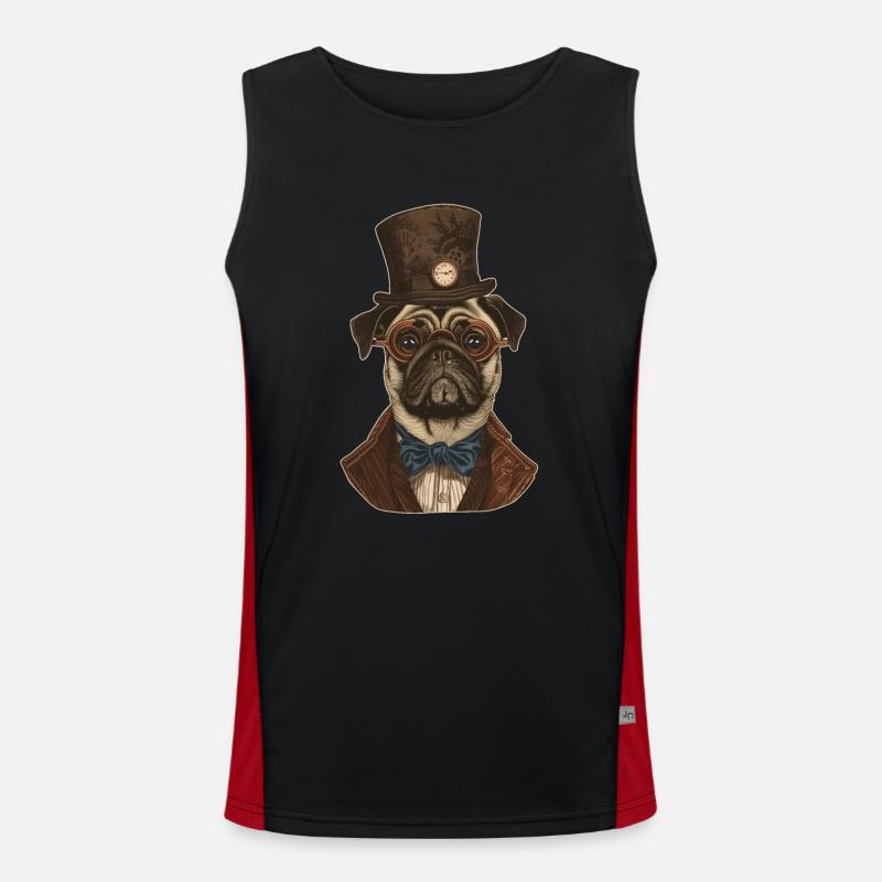 Steampunk Mops Funktionelles Kontrast-Tank Top für Männer 