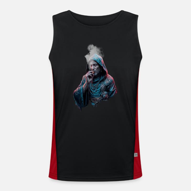 Mönch mit Zigarre Funktionelles Kontrast-Tank Top für Männer 