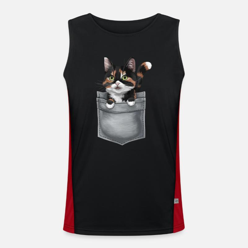 Japanische Bobtail-Katze in der Tasche Geschenk Funktionelles Kontrast-Tank Top für Männer 
