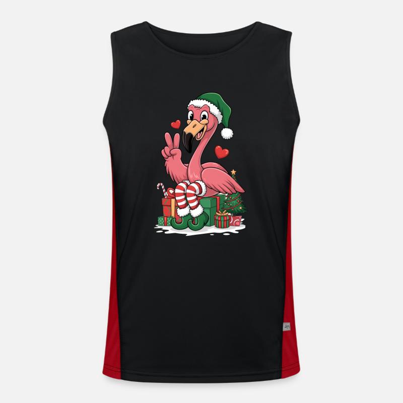 Flamingo Elfe Weihnachten Funktionelles Kontrast-Tank Top für Männer 