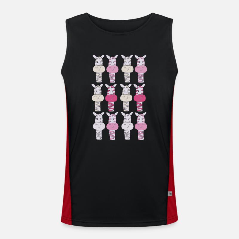 Zebra Pattern Pink - Men's Functional Contrast Tank Top  - black/red