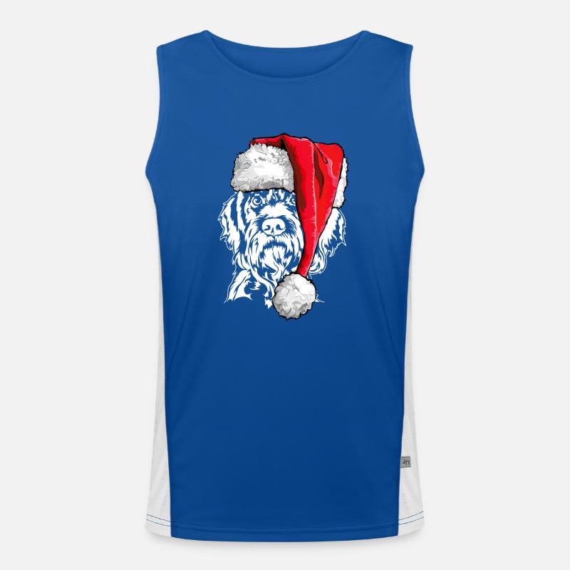 Santa German Wirehaired Christmas Dogs Wilsigns Men's Functional Contrast Tank Top 