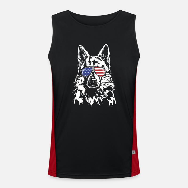 WEISSER SCHWEIZER SCHAEFERHUND Amerika Fahne Hunde Funktionelles Kontrast-Tank Top für Männer 