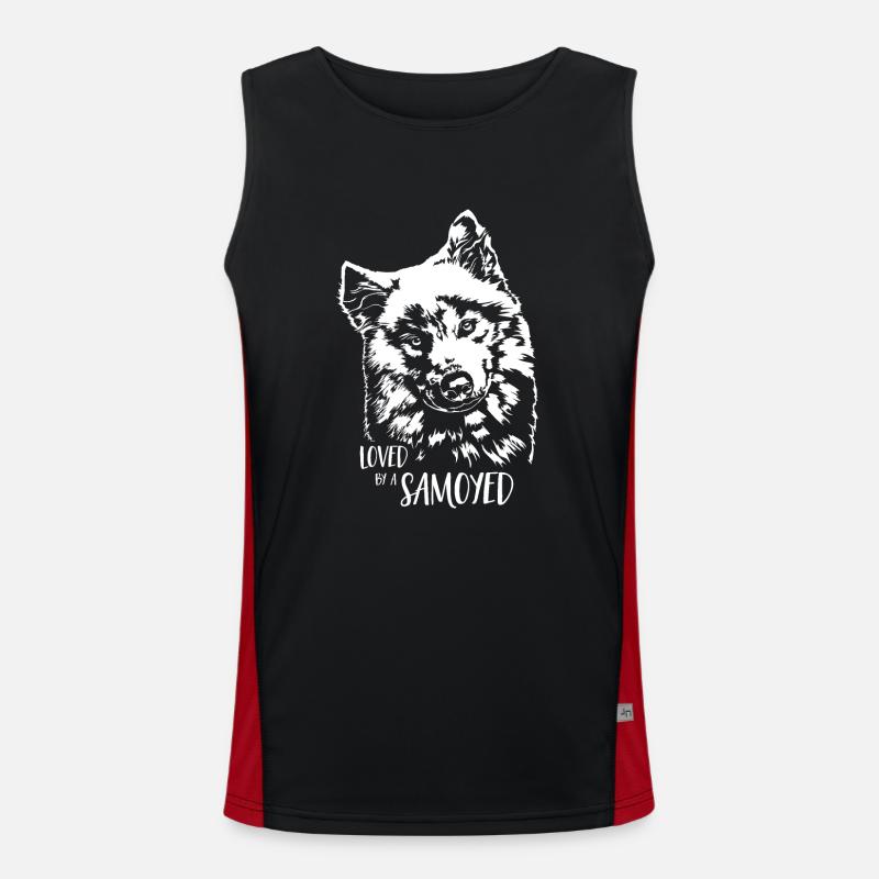 Loved by a Samoyed Dogs Samoyed Dog Saying Men's Functional Contrast Tank Top 