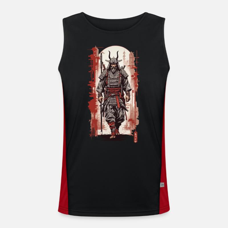 Samurai Krieger Vintage Japan Farbholzschnitt Stil Funktionelles Kontrast-Tank Top für Männer 
