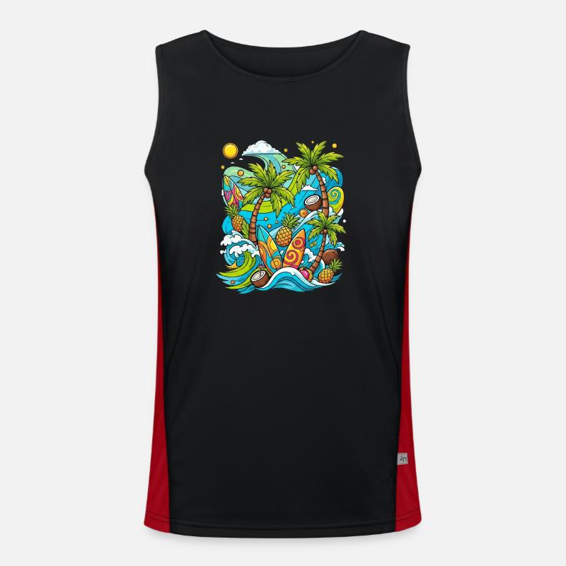 Tropical holiday pattern Men's Functional Contrast Tank Top 