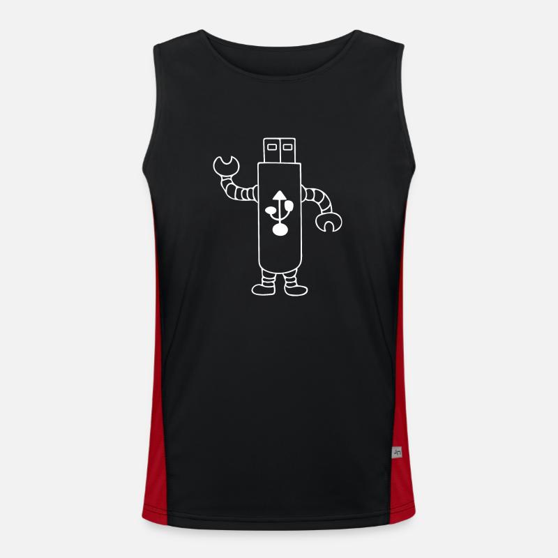USB robot digital Men's Functional Contrast Tank Top 