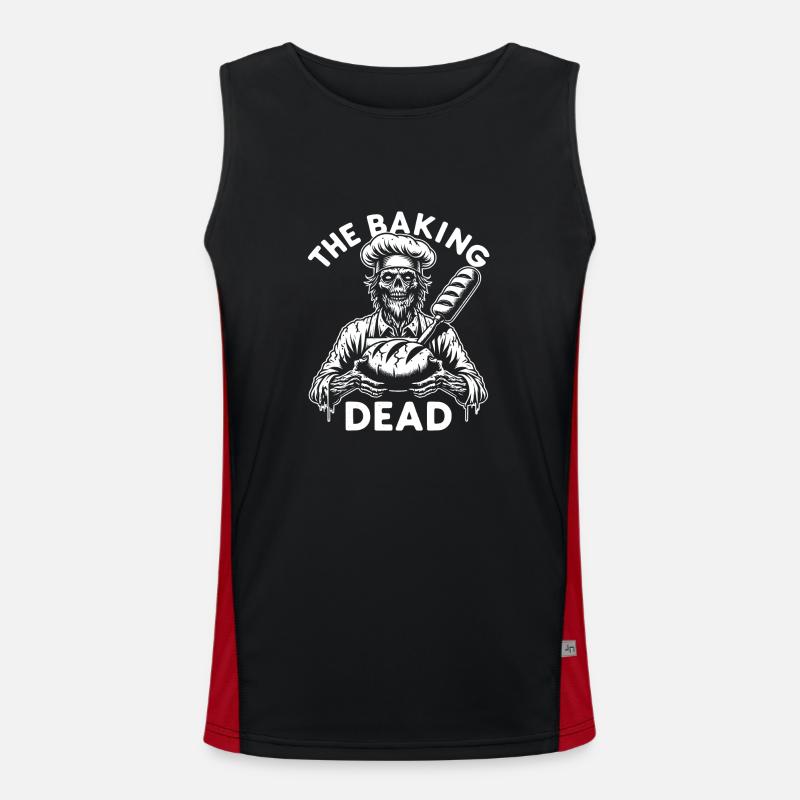 The Baking Dead creepy zombie as a baker Men's Functional Contrast Tank Top 