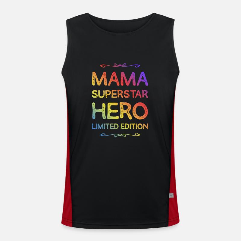 Beste Mama Held Spruch Funktionelles Kontrast-Tank Top für Männer 