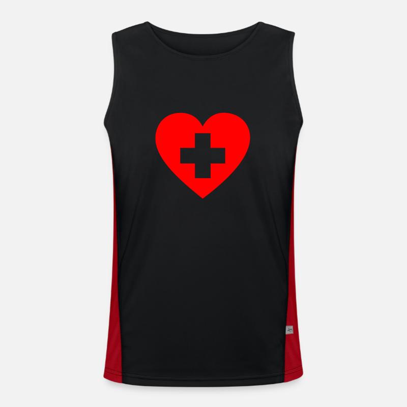 Erste-Hilfe-Herz Funktionelles Kontrast-Tank Top für Männer 