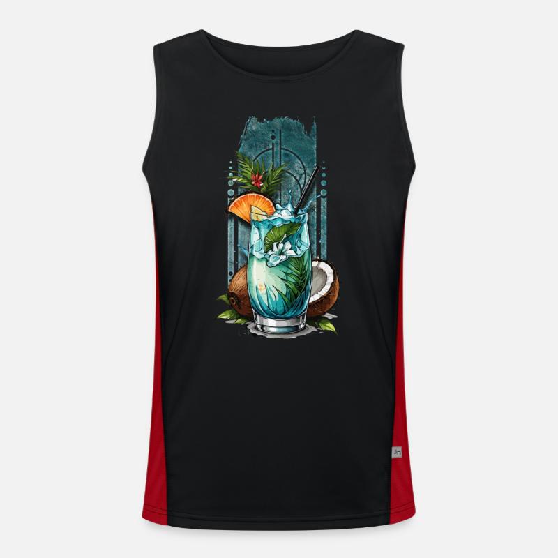 Tropical Indulgence: Coconut Cocktails Men's Functional Contrast Tank Top 