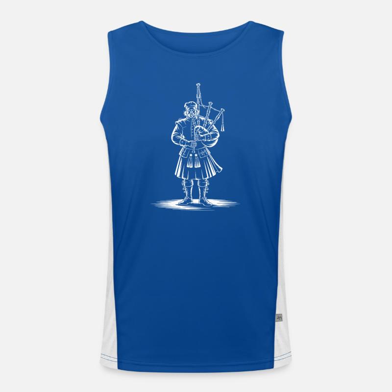 Scottish bagpiper in kilt Men's Functional Contrast Tank Top 