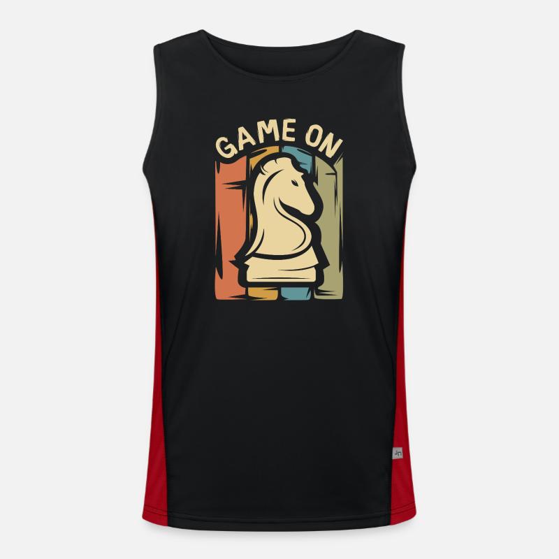 Game On Chess Design – Retro Springer - Men's Functional Contrast Tank Top - black/red