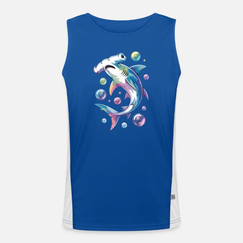 Vibrant Shark with Bubble Accents Men's Functional Contrast Tank Top 