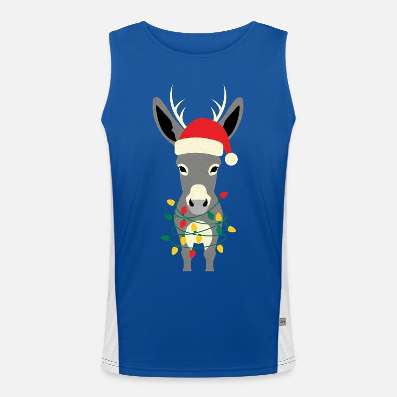 Esel Elfe Weihnachten Lustiges Geschenk Funktionelles Kontrast-Tank Top für Männer 