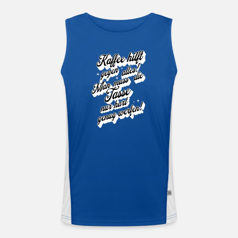 Coffee Helps Against Everything Saying Design Men's Functional Contrast Tank Top 