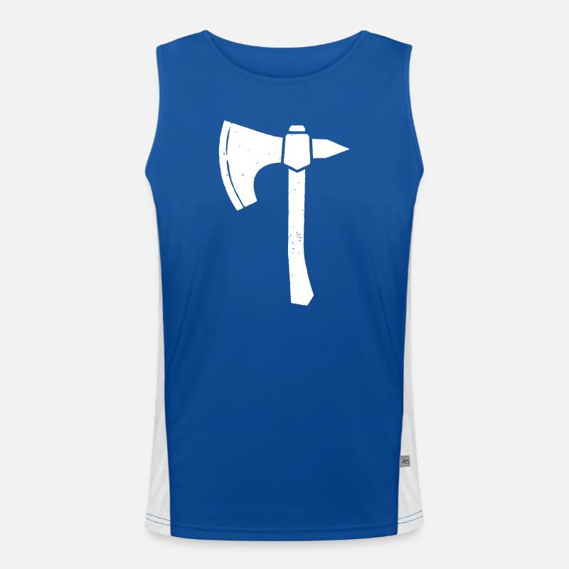 Battle Axe Hatchet Warrior Silhouette Vector Men's Functional Contrast Tank Top 