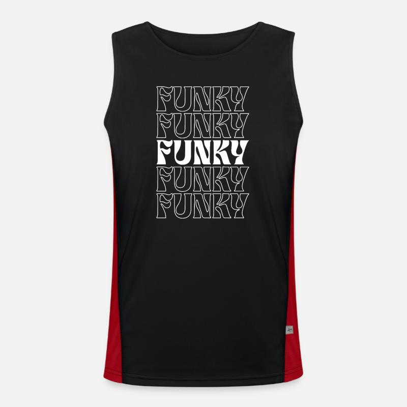 Funky Repeating Text Pattern - Men's Functional Contrast Tank Top  - black/red