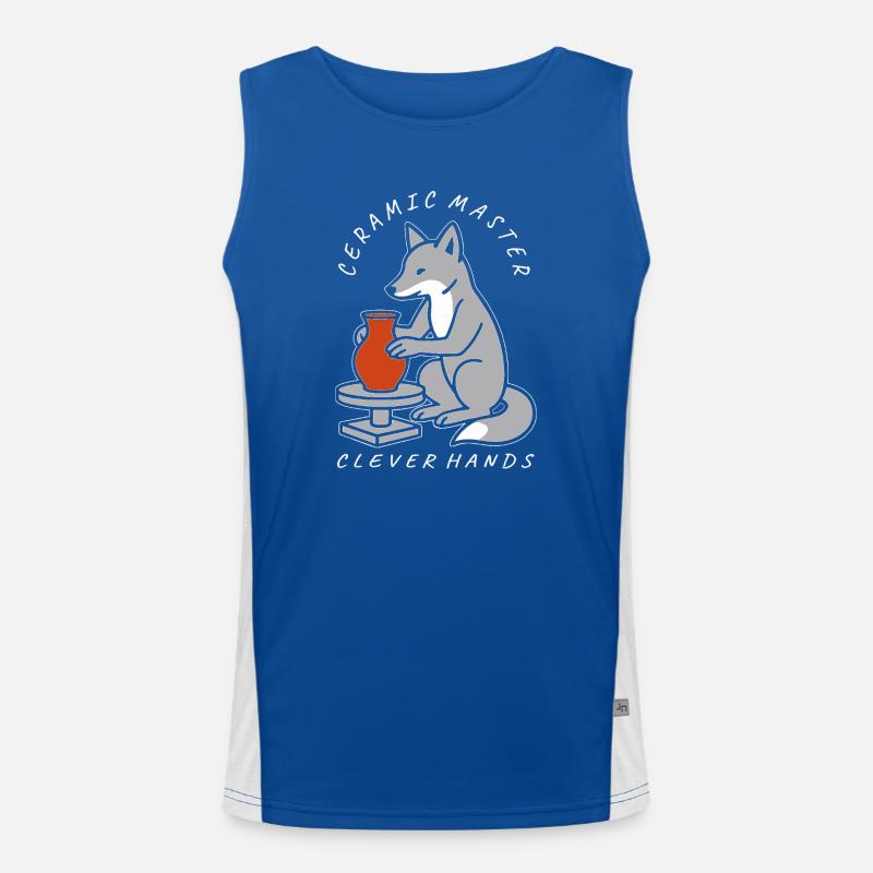 Ceramic Master Fox on Pottery Wheel Men's Functional Contrast Tank Top 