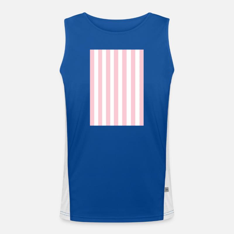 Stripes - pink white personalizable Men's Functional Contrast Tank Top 