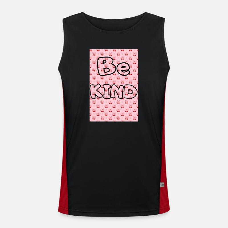 Be kind with cherry pattern - Men's Functional Contrast Tank Top  - black/red