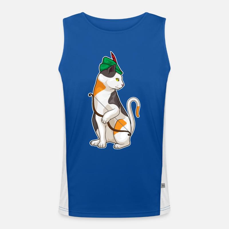 Katze Bogenschütze Bogen Funktionelles Kontrast-Tank Top für Männer 